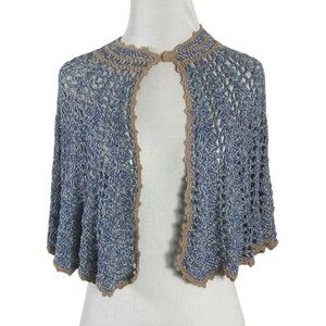 Anthropologie Moth Dainty Cottage Vintage Crochet Linen Sweater Shrug Shawl OS